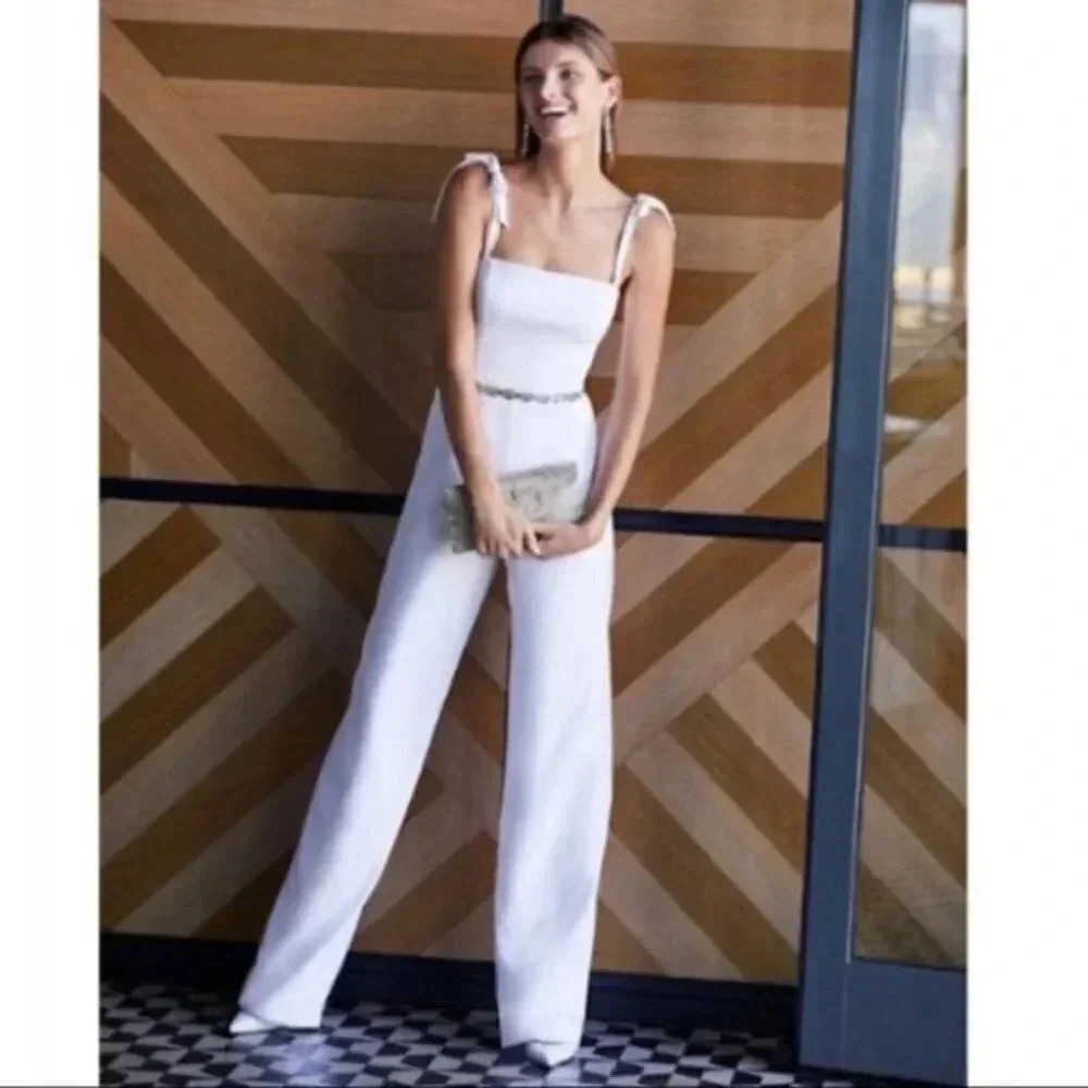 New BHLDN Theia Trinity White Jumpsuit Wedding Bridal